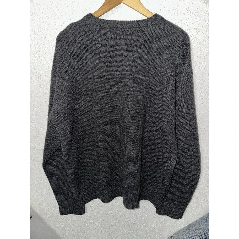 90s Abercrombie & Fitch Big Sweater Gray Wolfe Wool Pullover Grunge Grandpa Sz L